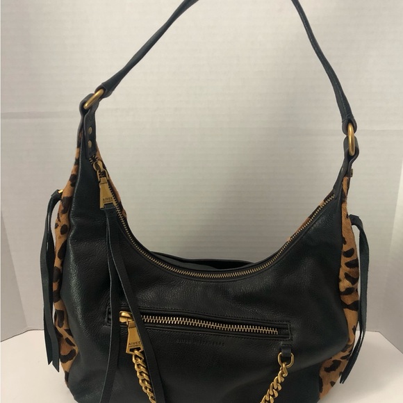 Aimee Kestenberg Black Leather Hobo Leopard Print Bag Purse -No B.S.. - Picture 12 of 13